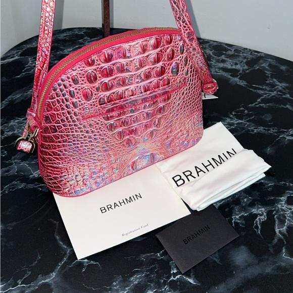 BRAHMIN Melbourne Small Georgina Leather Crossbody Magenta Pink Bag AUTHENTIC - Picture 10 of 14